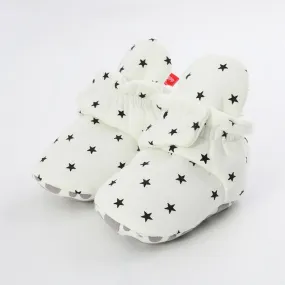 0-1 Year Old Spring and Autumn Knitted Baby Shoes Warm Toddler Cotton Shoes, Size:Inner Length 11cm(White Stars)