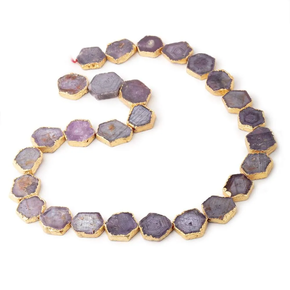 10-16mm Gold Leafed Corundum Slice Beads 14 inch 24 pieces