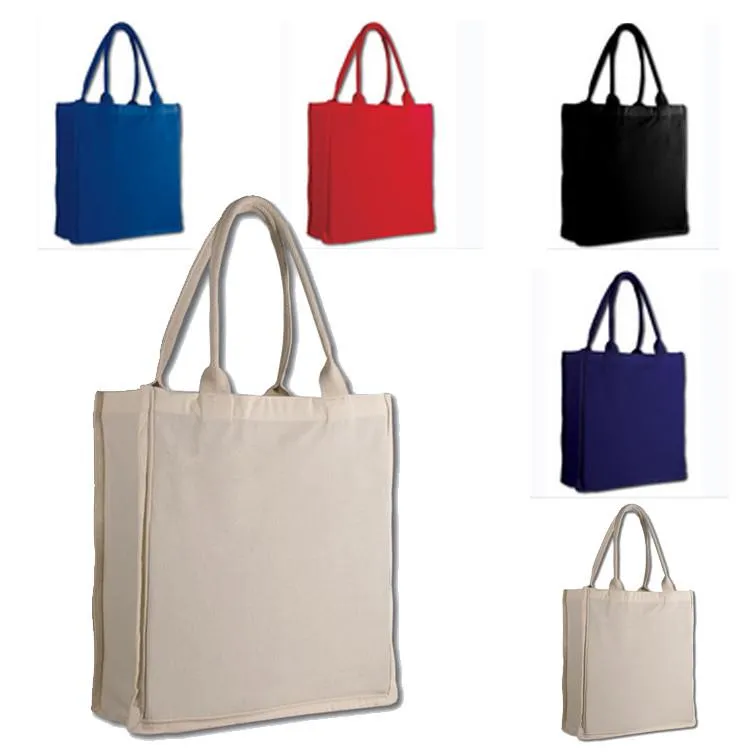 12 ct Fancy 100% Cotton  Shopper Tote Bags Wholesale - By Dozen