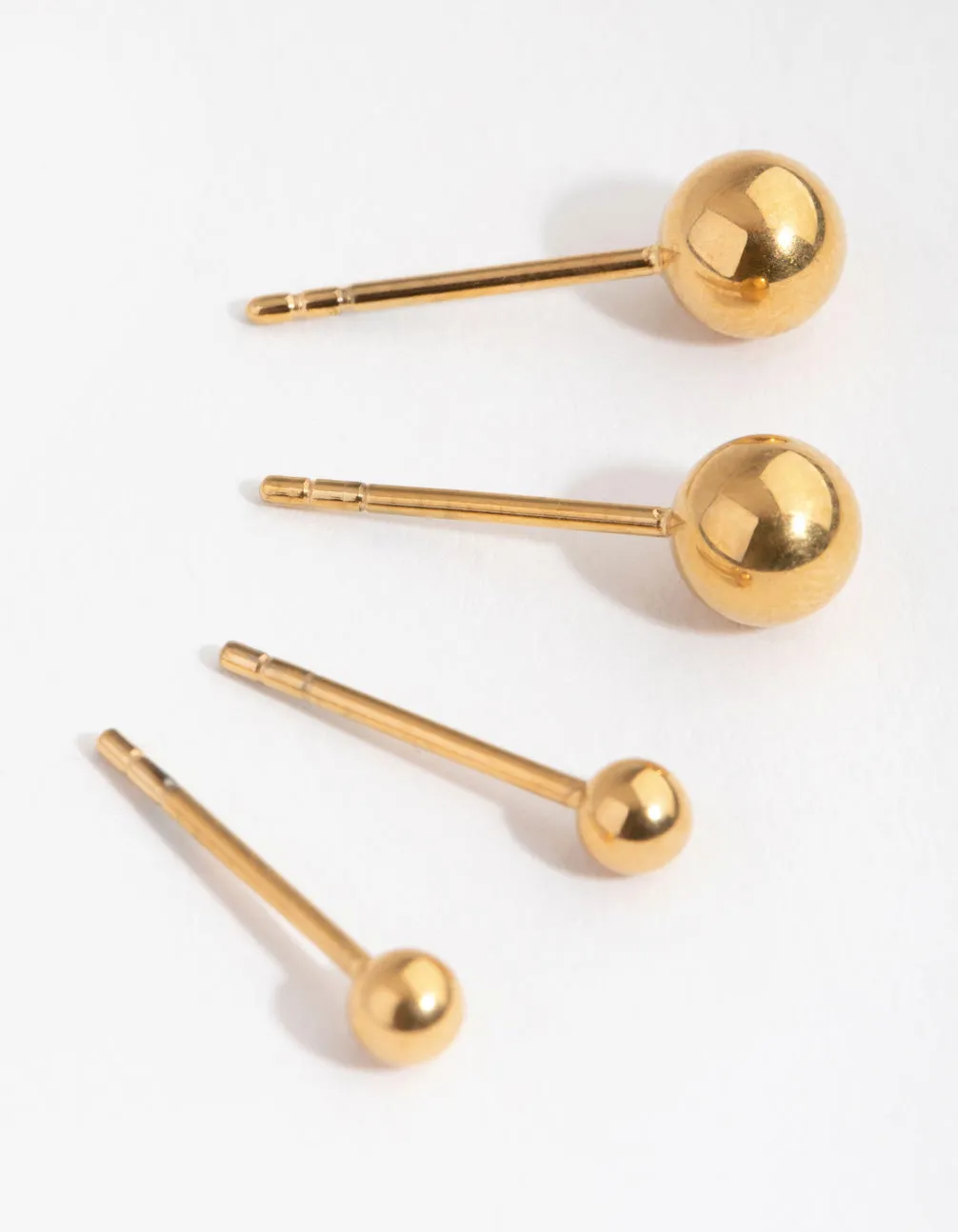 24 Carat Gold Plated Titanium Graduated Ball Stud Earrings