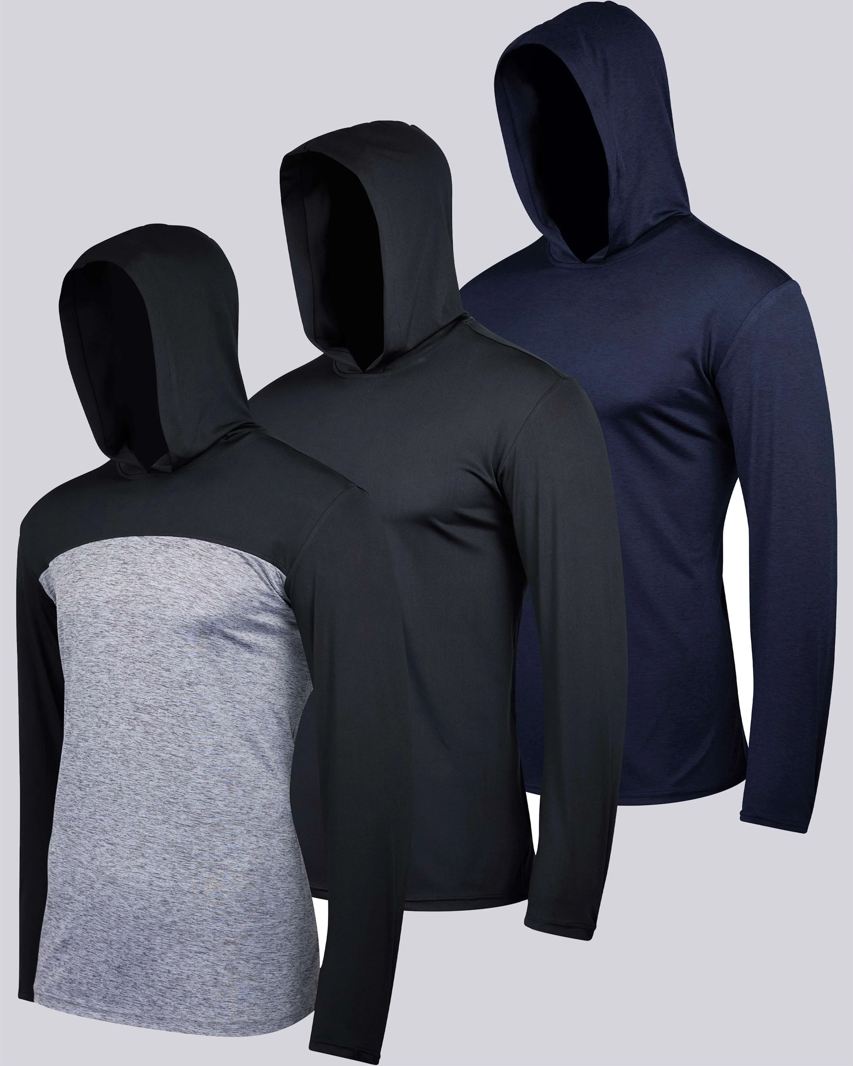 3 Pack: Mens Dry Fit Active Hoodie Pullover Sweatshirt