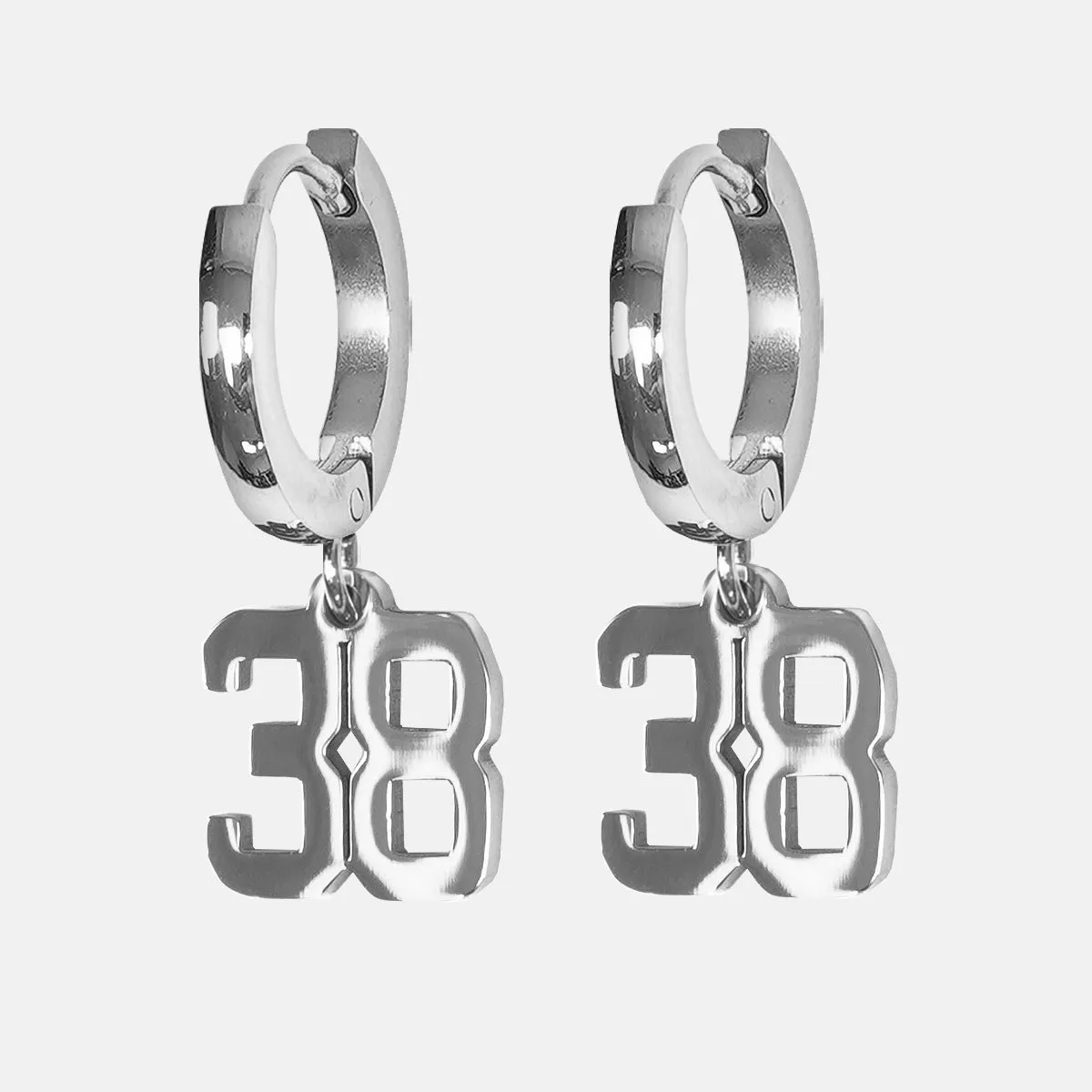 38 Number Earring - Stainless Steel