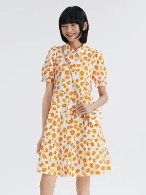 A-Shape Printed Knee-Length Dress