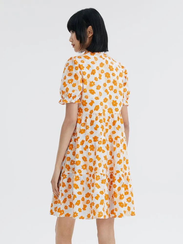 A-Shape Printed Knee-Length Dress