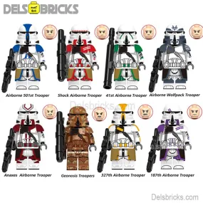 Airborne Clone troopers Set of 8 | Lego Star Wars Minifigures Custom Toys