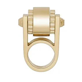 Balenciaga Ring Gold Tone Metal Hardware Gear Cylinder Small Size 5