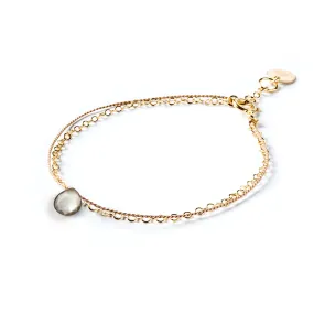 Black Mother of Pearl Gold and Silk Bracelet