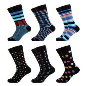 Blue Horizon Collection – 6 Pair Stylish Assorted Cotton Socks for Men