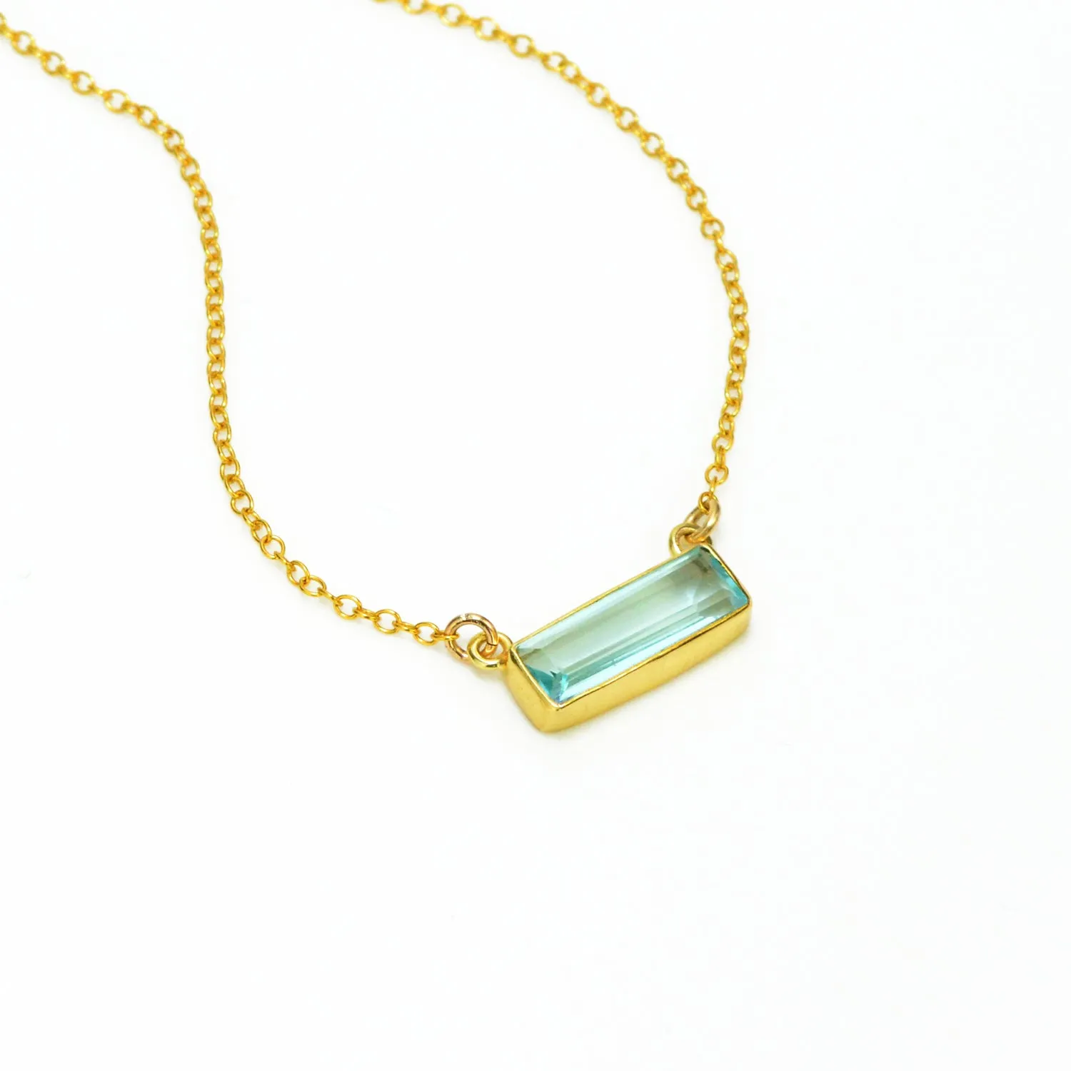 Blue Topaz Bar Necklace : December Birthstone : Adira Series