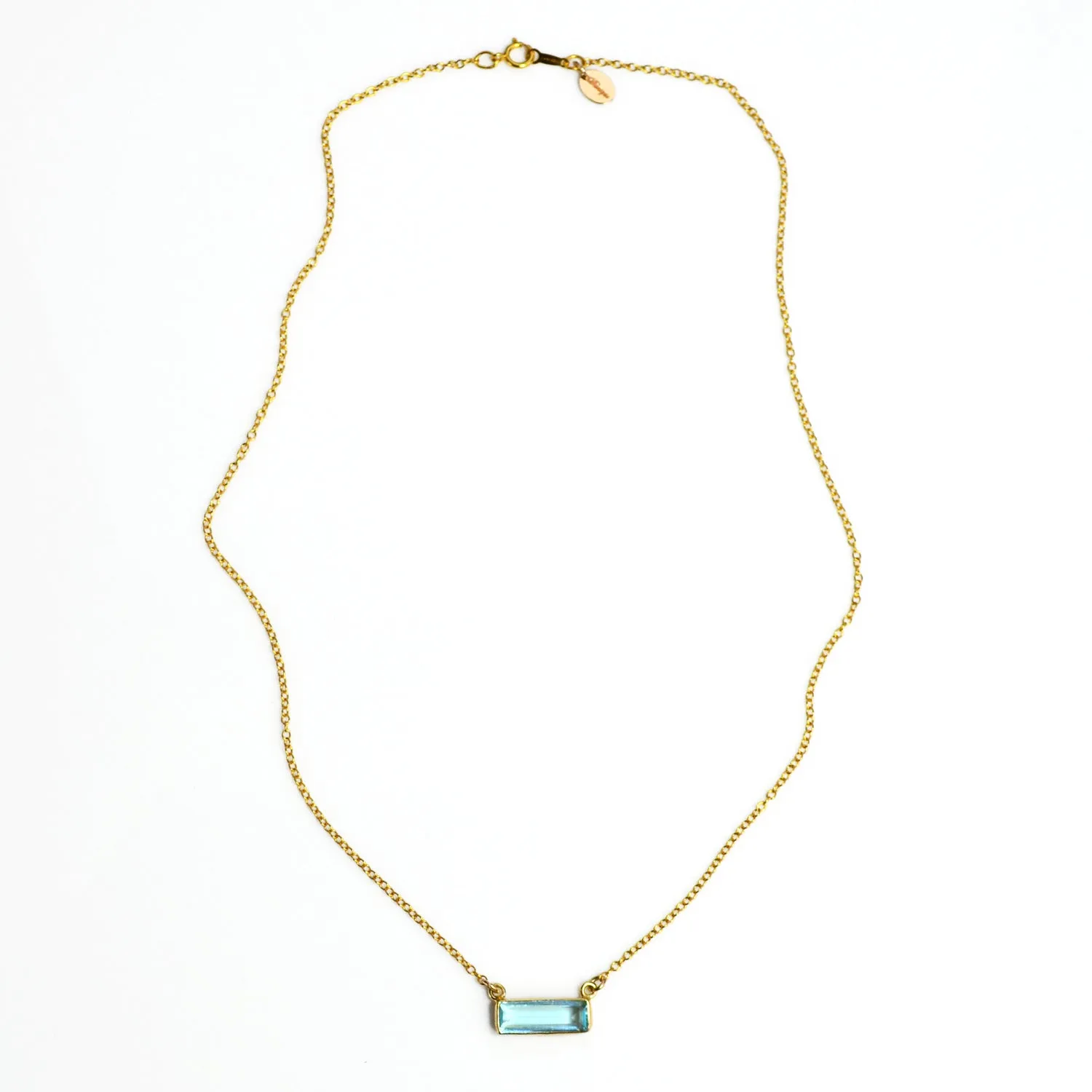 Blue Topaz Bar Necklace : December Birthstone : Adira Series