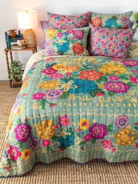 Bungalow Reversible Cotton Quilt - Love Is The Answer