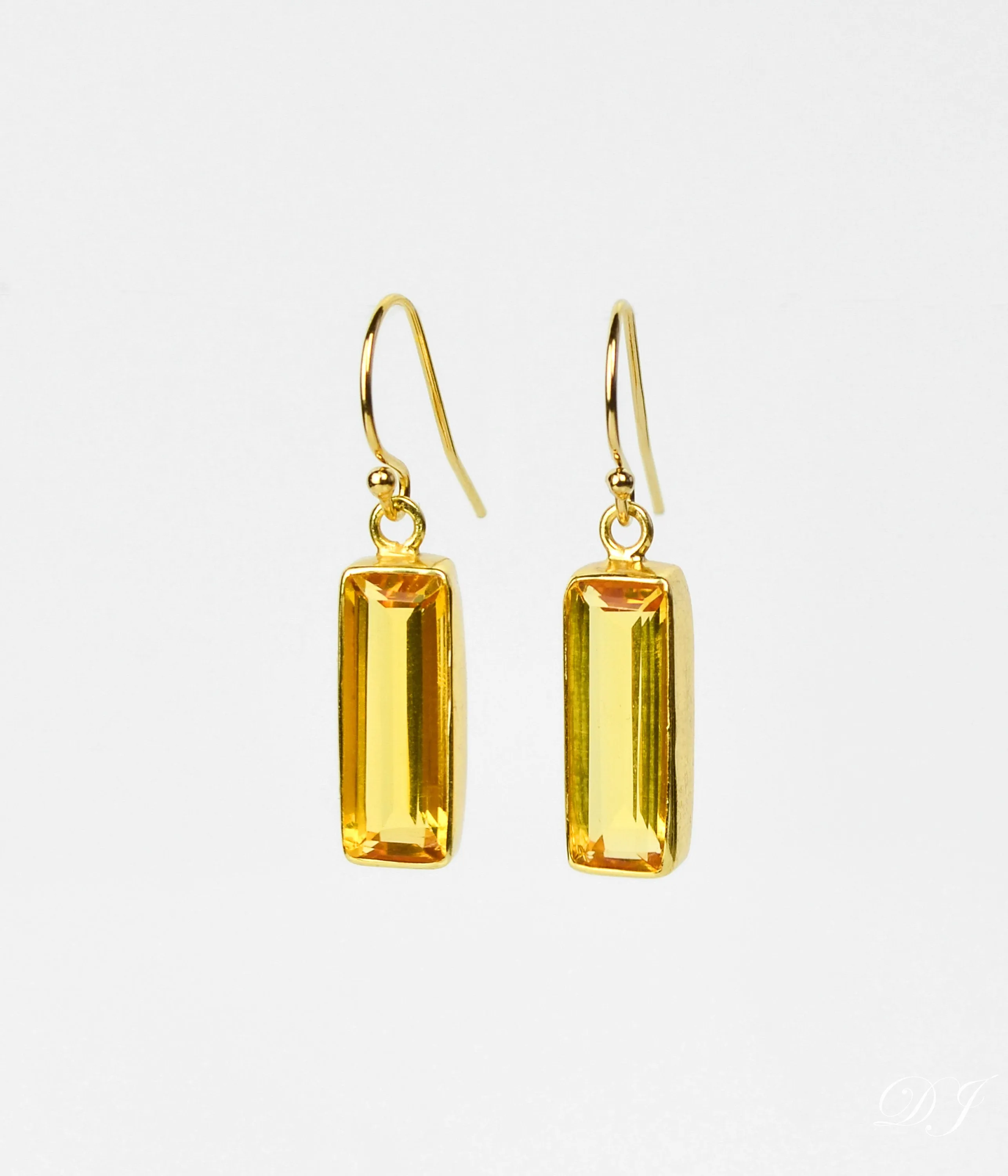 Citrine Bar Earrings : November Birthstone : Adira Series