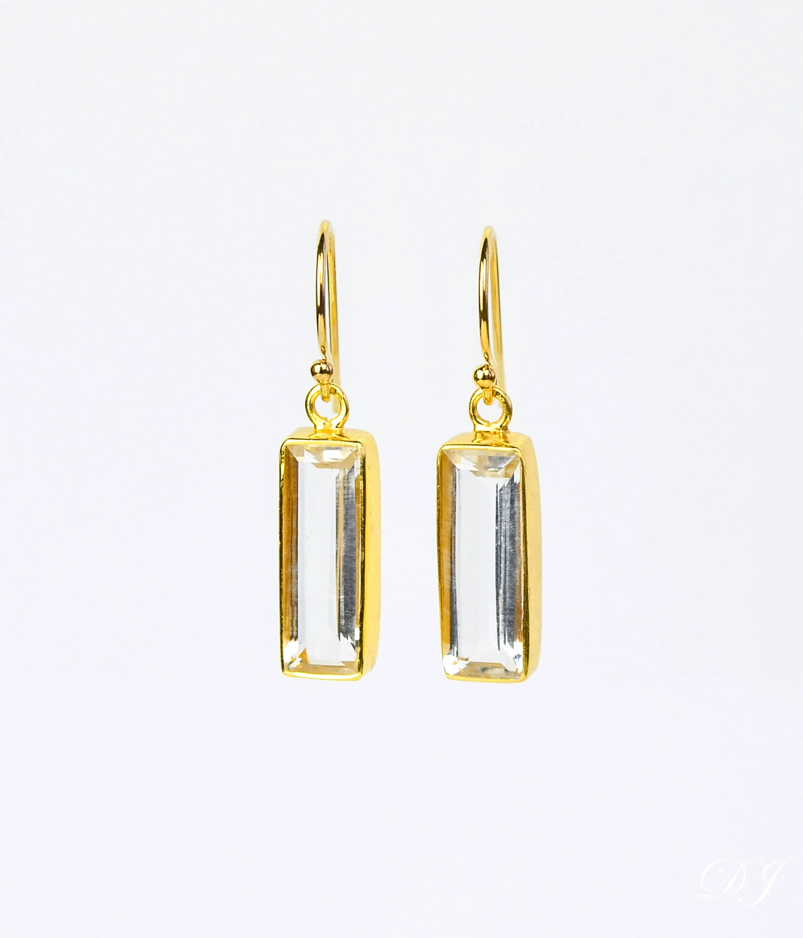 Clear Quartz Bar Earrings : April Birthstone : Adira Series