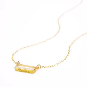 Clear Quartz Bar Necklace : April Birthstone : Adira Series