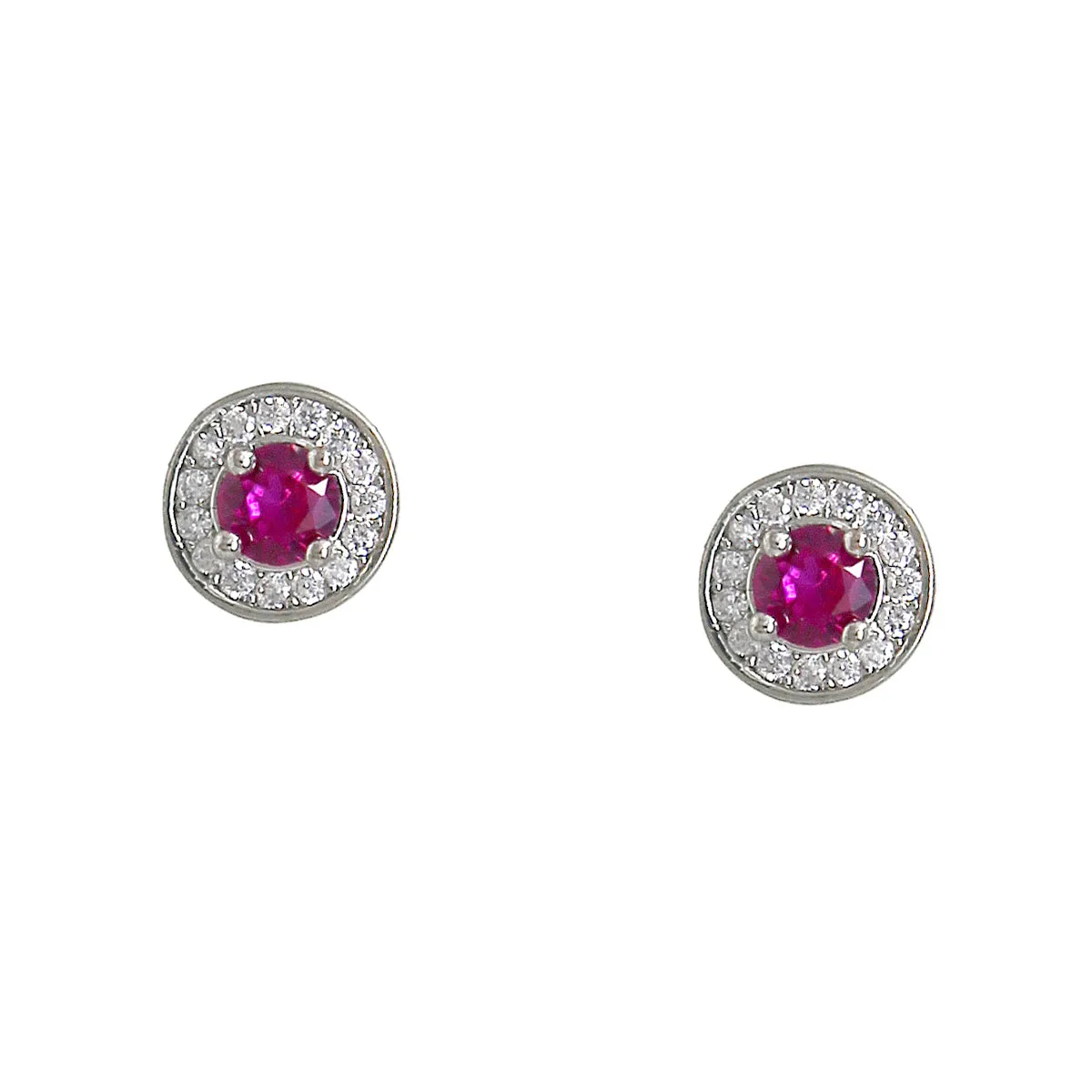 Colored Cubic Zirconia Pave Stud Earrings-Pack of 3