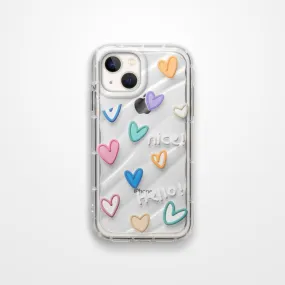 Colorful Hearts Printed Transparent Back Cover for Apple iPhone 13