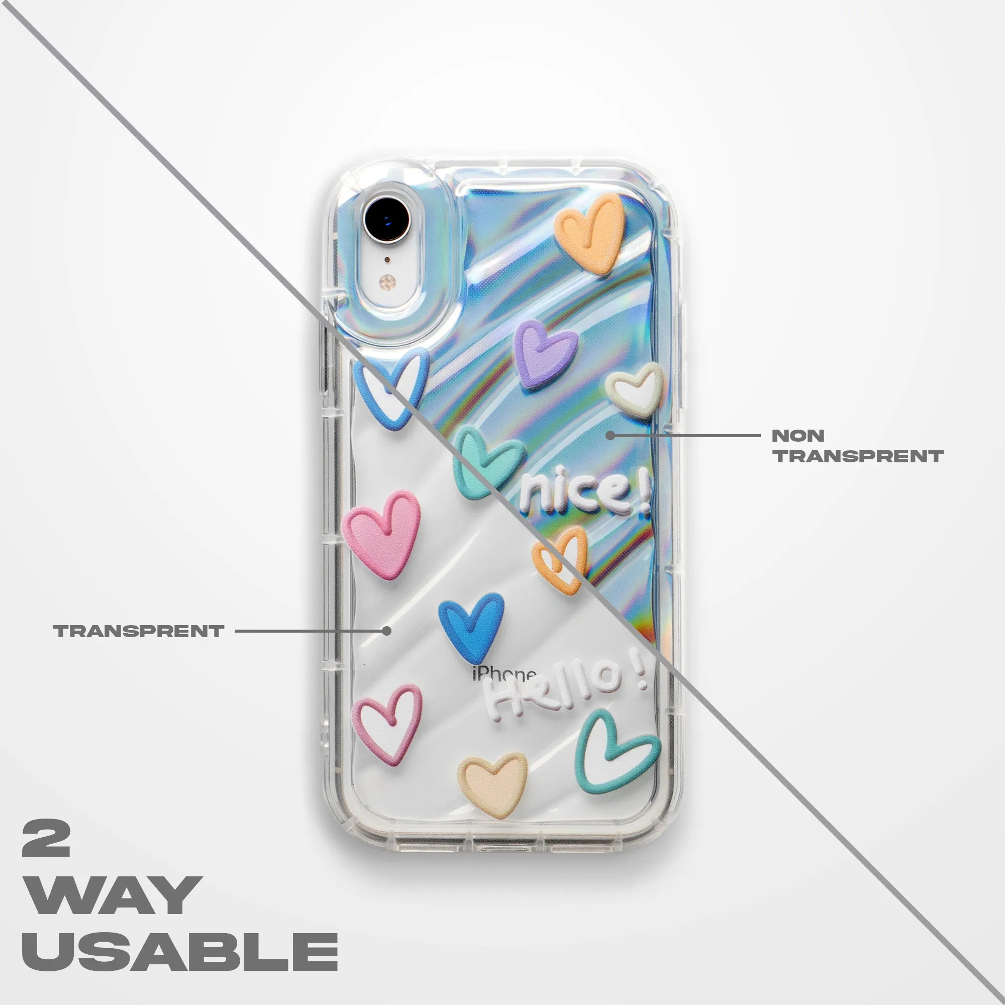 Colorful Hearts Printed Transparent Back Cover for Apple iPhone 15 Pro Max