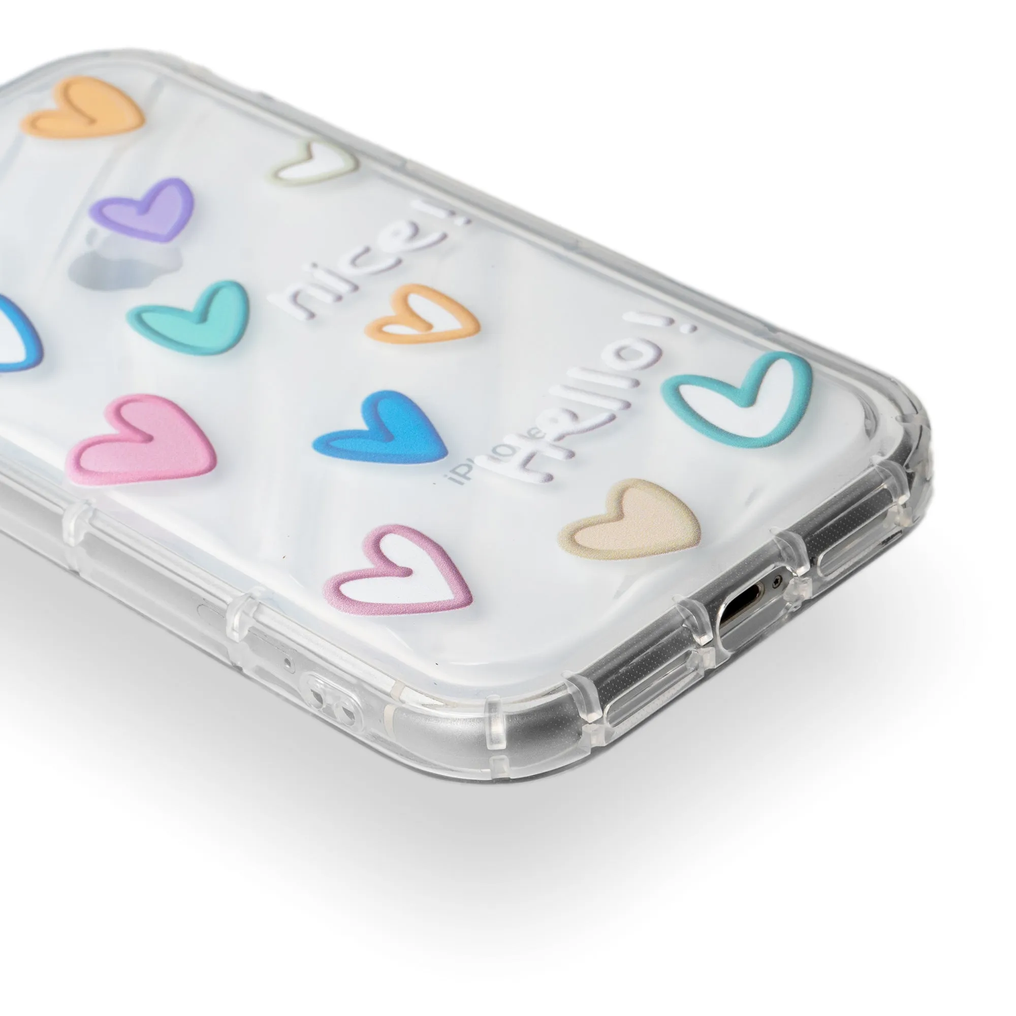 Colorful Hearts Printed Transparent Back Cover for Apple iPhone 15 Pro Max