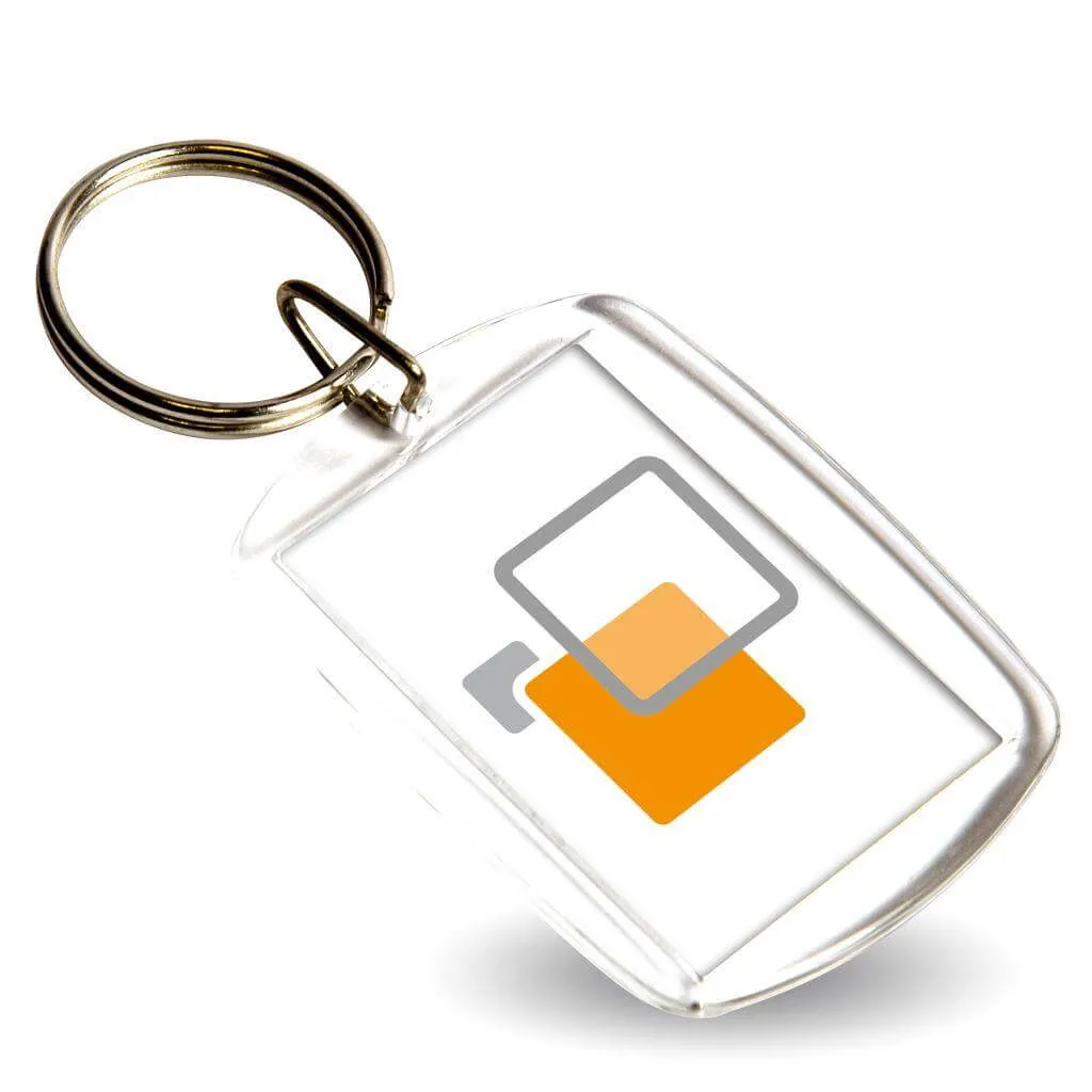 CR-30 Rectangular Blank Plastic Photo Insert Keyring - 40 x 30mm - Pack of 50