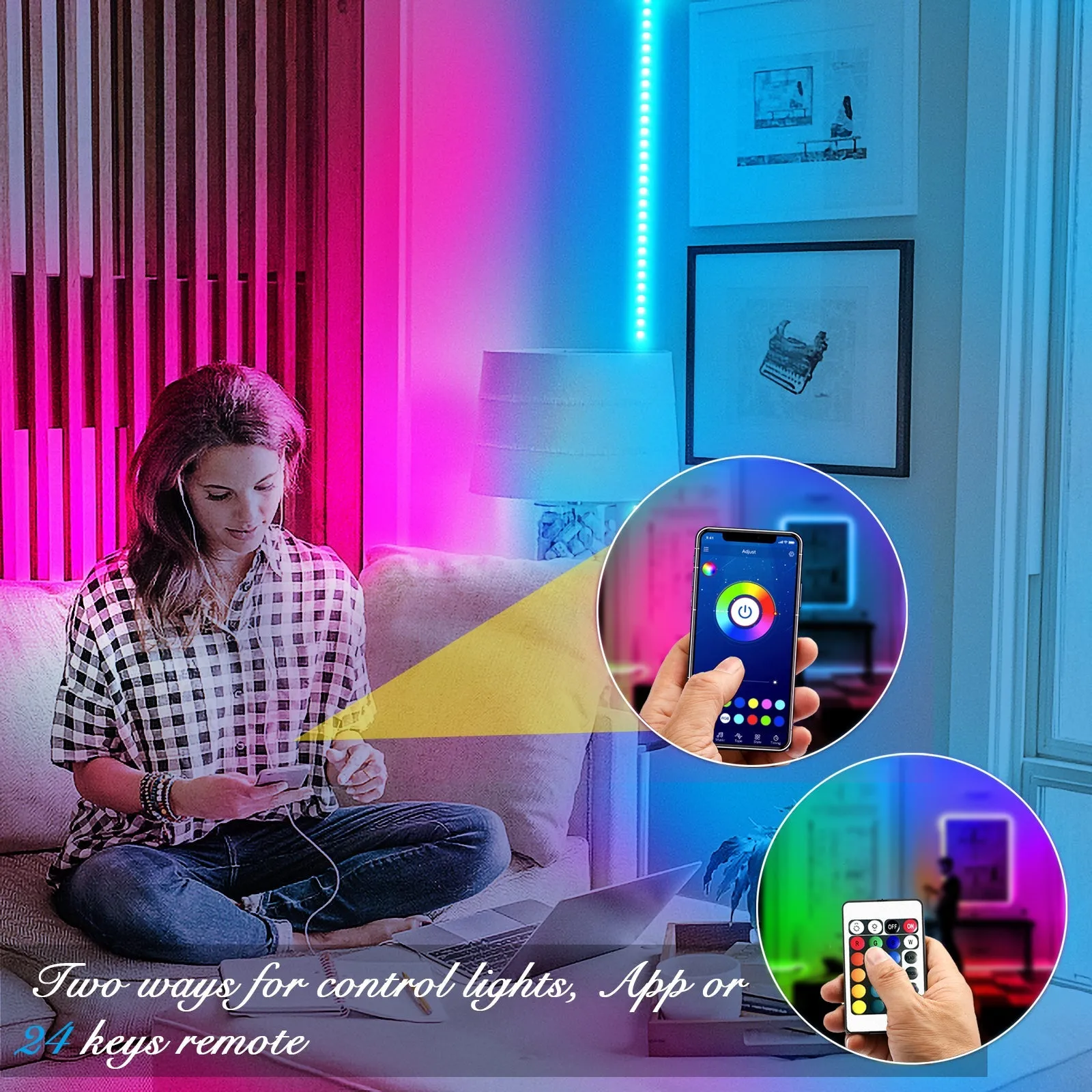 DAYBETTER Led Strip Lights, 100ft Light Strips with App Control Remote,5050 RGB Led Lights for Bedroom, Music Sync Color Changing Lights for Room Party - Walmart.com