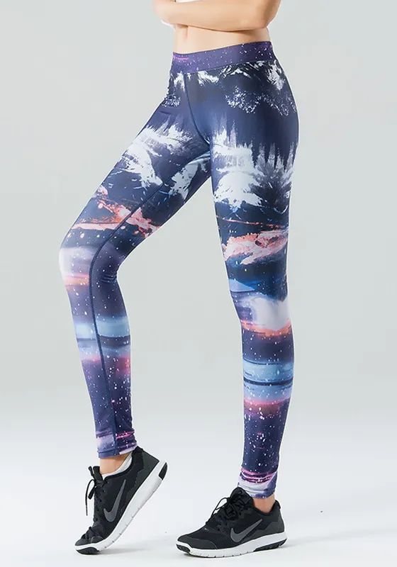 Elastic Waist Print  Yoga Pants