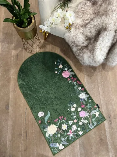 Floral crushed ice velvet Anti-Slip Prayer mats with carrying case