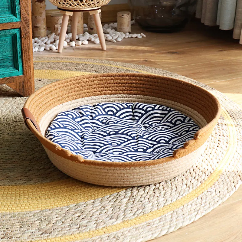 Handwoven Fabric Cat Basket