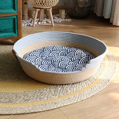 Handwoven Fabric Cat Basket