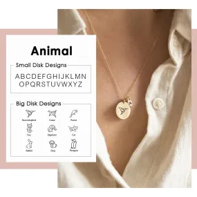 Initials and Animals Disk Coin Pendant