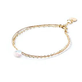 June Moonstone Gold and Silk Birthstone Bracelet