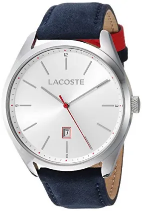 Lacoste Men's San Diego Stainless Steel Quartz Watch with Suede Strap, Blue, 22 (Model: 2010909)