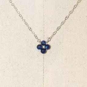 Lapis Lazuli Tiny, 4-Leaf Clover Gemstone Necklace