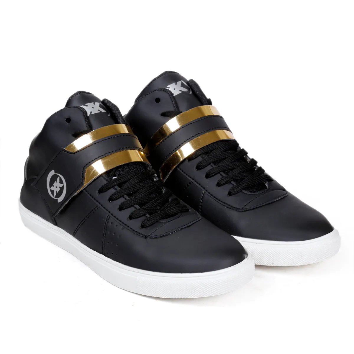 Men's Faux Leather Casual Sneakers With Lace And Strap Boots