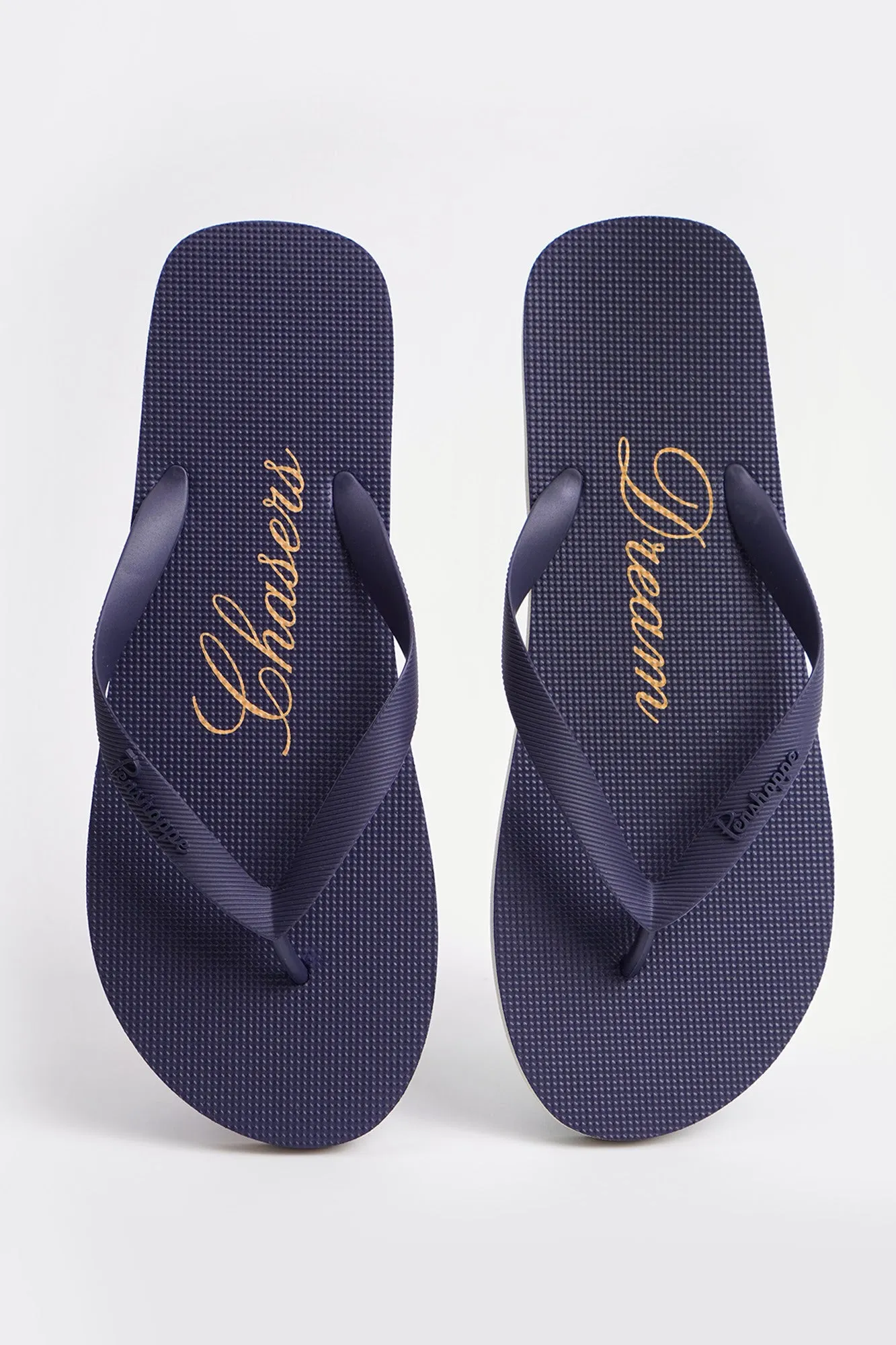 Men's Flip Flops with Two-Tone Sole and Text