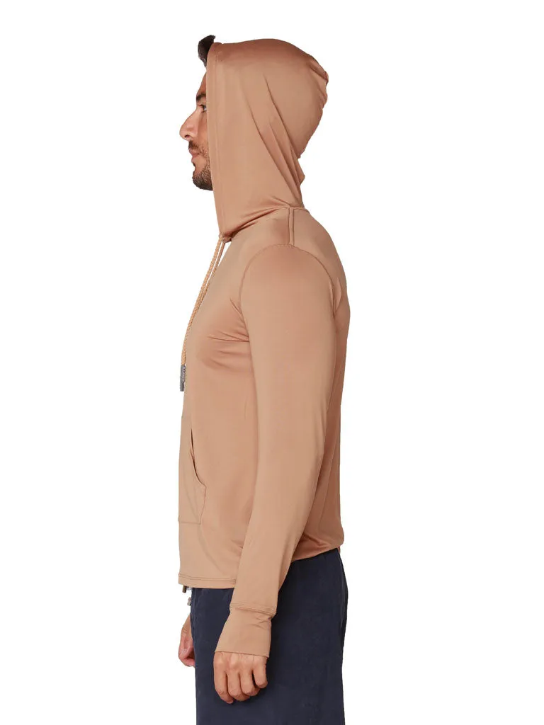 Men's Long Sleeve Hoodie tan color