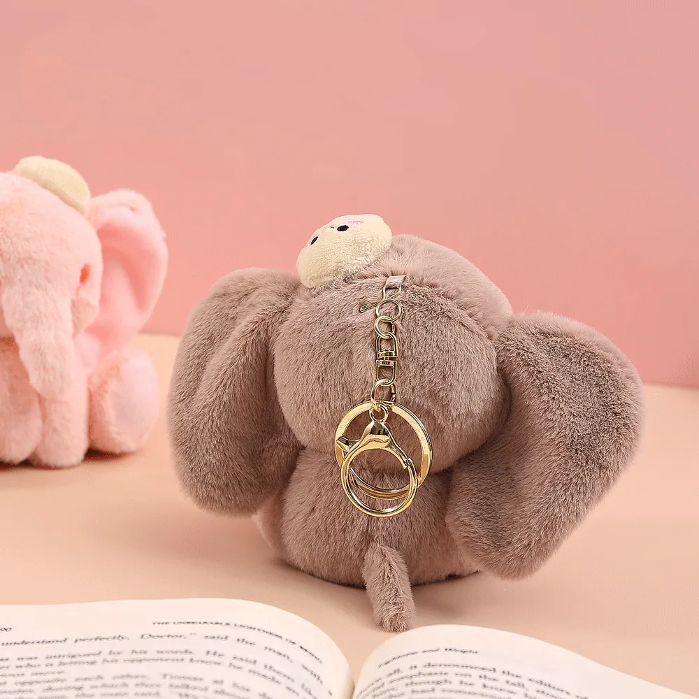 Mini Elephant Plush Keychain.