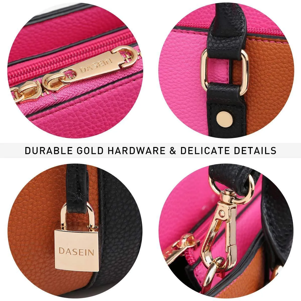 Padlock Two-Tone Satchel with Matching Wristlet