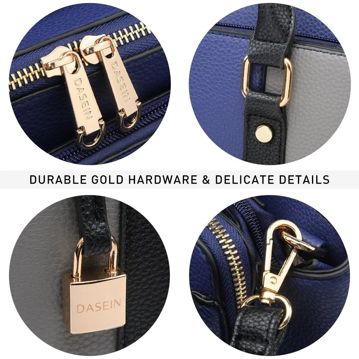 Padlock Two-Tone Satchel with Matching Wristlet