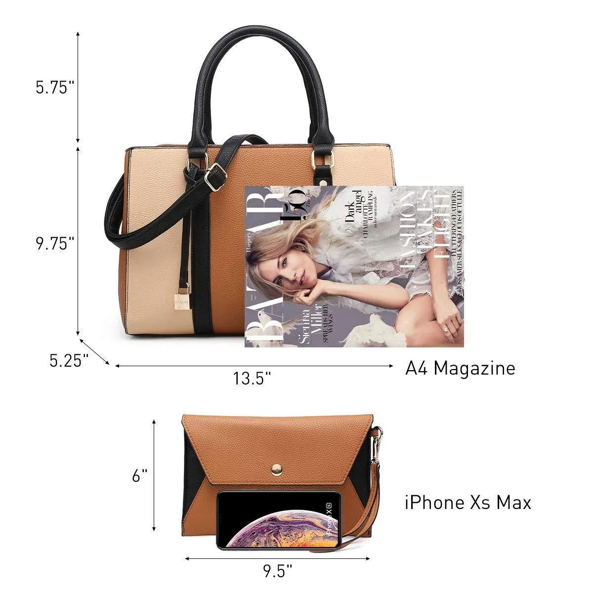 Padlock Two-Tone Satchel with Matching Wristlet