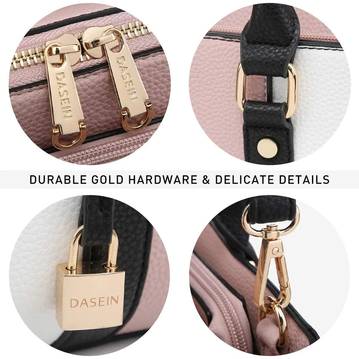 Padlock Two-Tone Satchel with Matching Wristlet