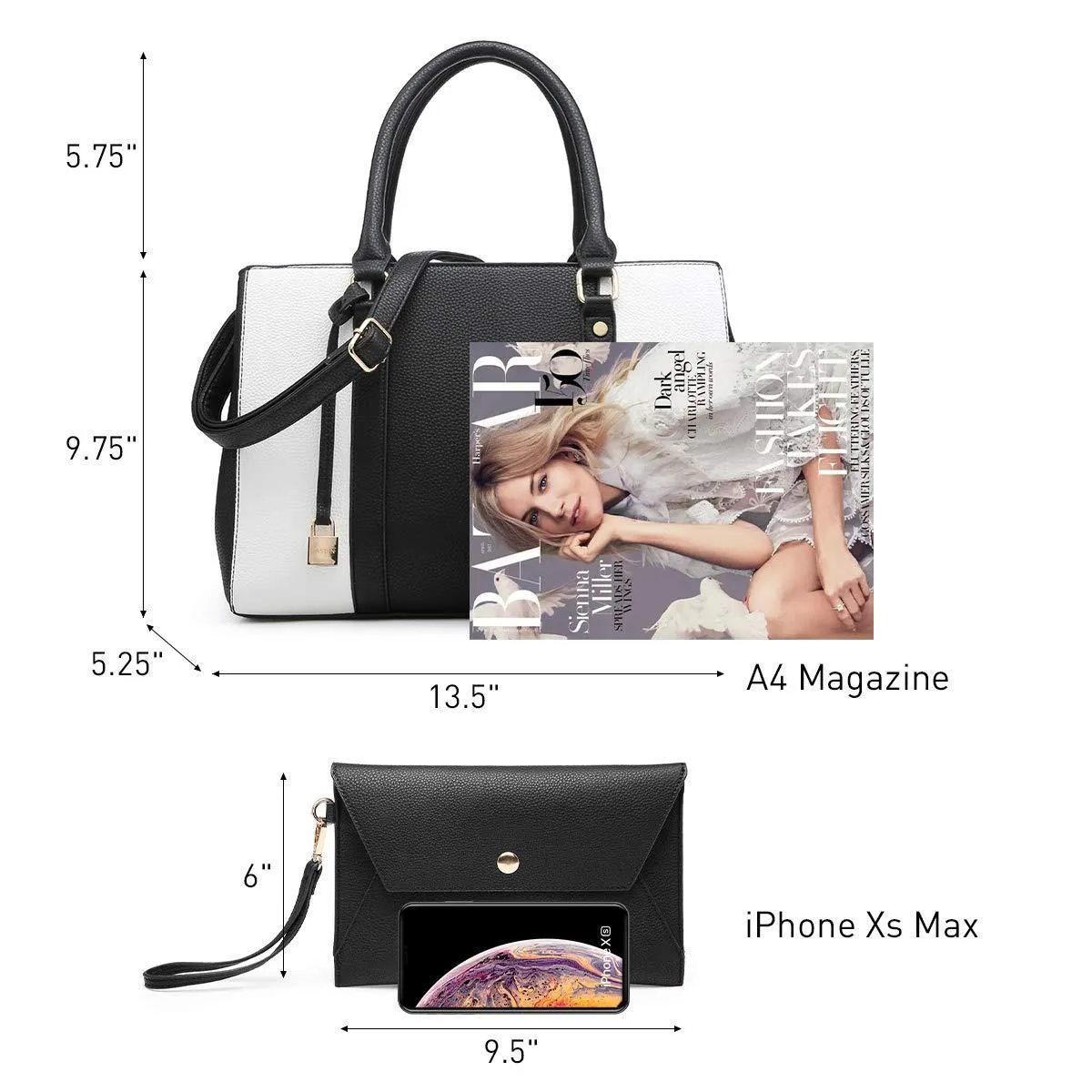 Padlock Two-Tone Satchel with Matching Wristlet