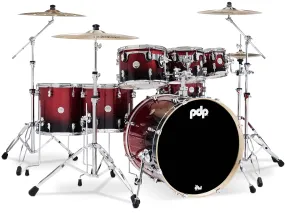 PDP Concept Maple Red to Black Fade 7-Piece Drum Set PDCM2217RB