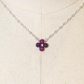 Purple Mountain "Jade" Tiny, 4-Leaf Clover Gemstone Necklace