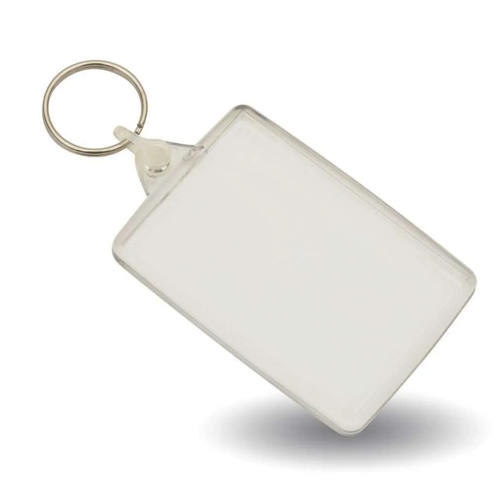 Rectangular Blank Plastic Keyring Insert - 66 x 44mm - Pack of 50