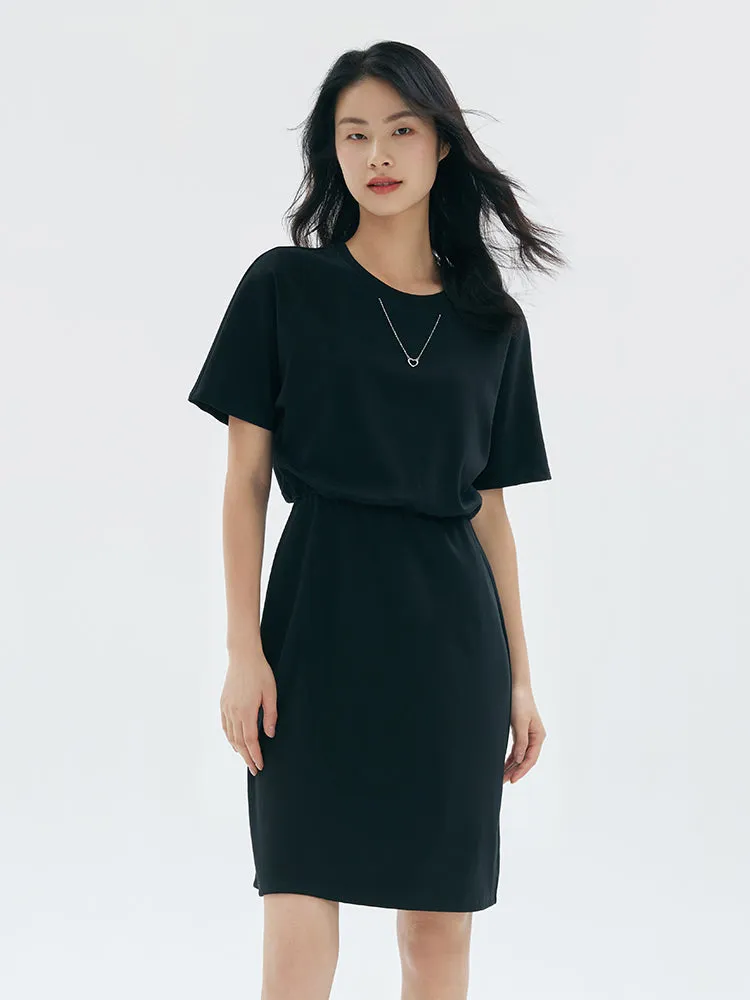 Round-Neck Fitted Waist Dress