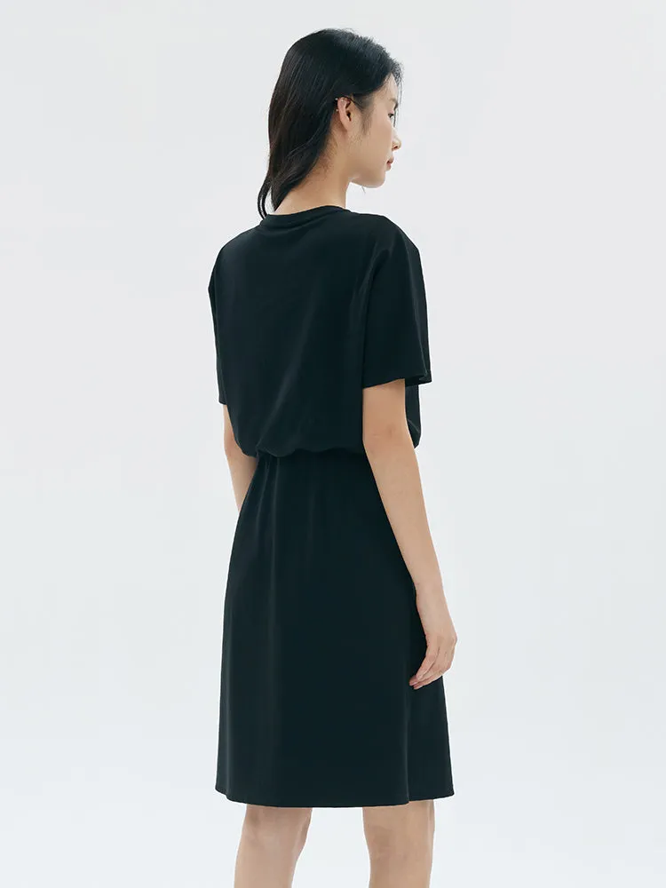 Round-Neck Fitted Waist Dress