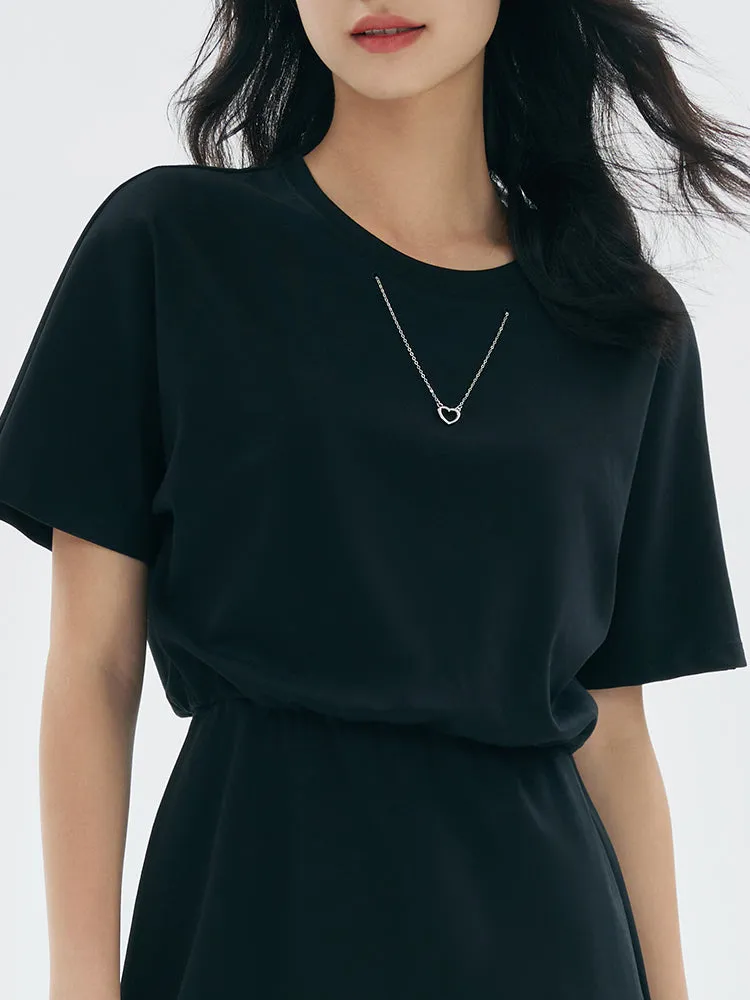 Round-Neck Fitted Waist Dress