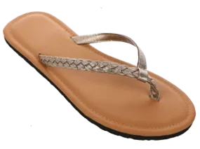 Sandals Ladies Flip Flop Braided Strap Sandal, Bronze, Black