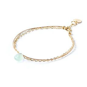 Sea Glass Chalcedony Gold and Silk Bracelet