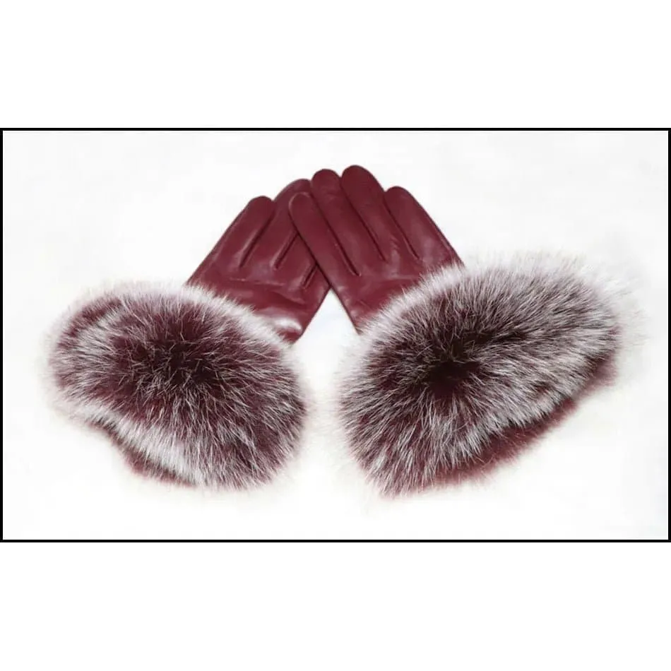 Sheepskin Fox Fur Gloves Women | Genuine Leather | Fashionable Wrist Length | Warm & Beautiful